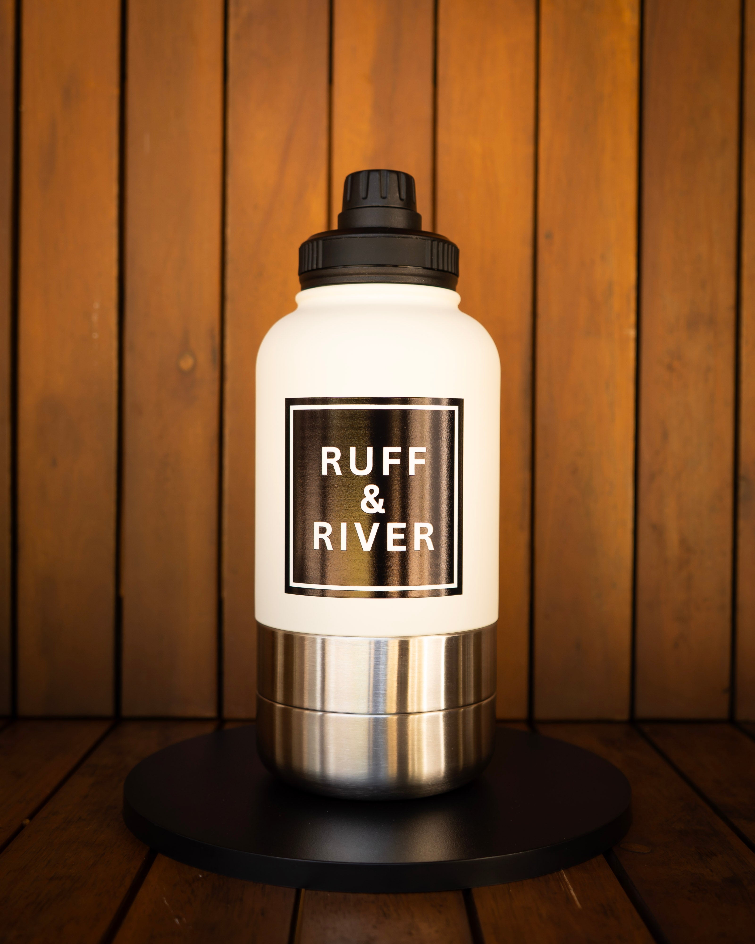 Lux Edition – Black & White 4-in-1 Hydration Bottle (Black Lid)