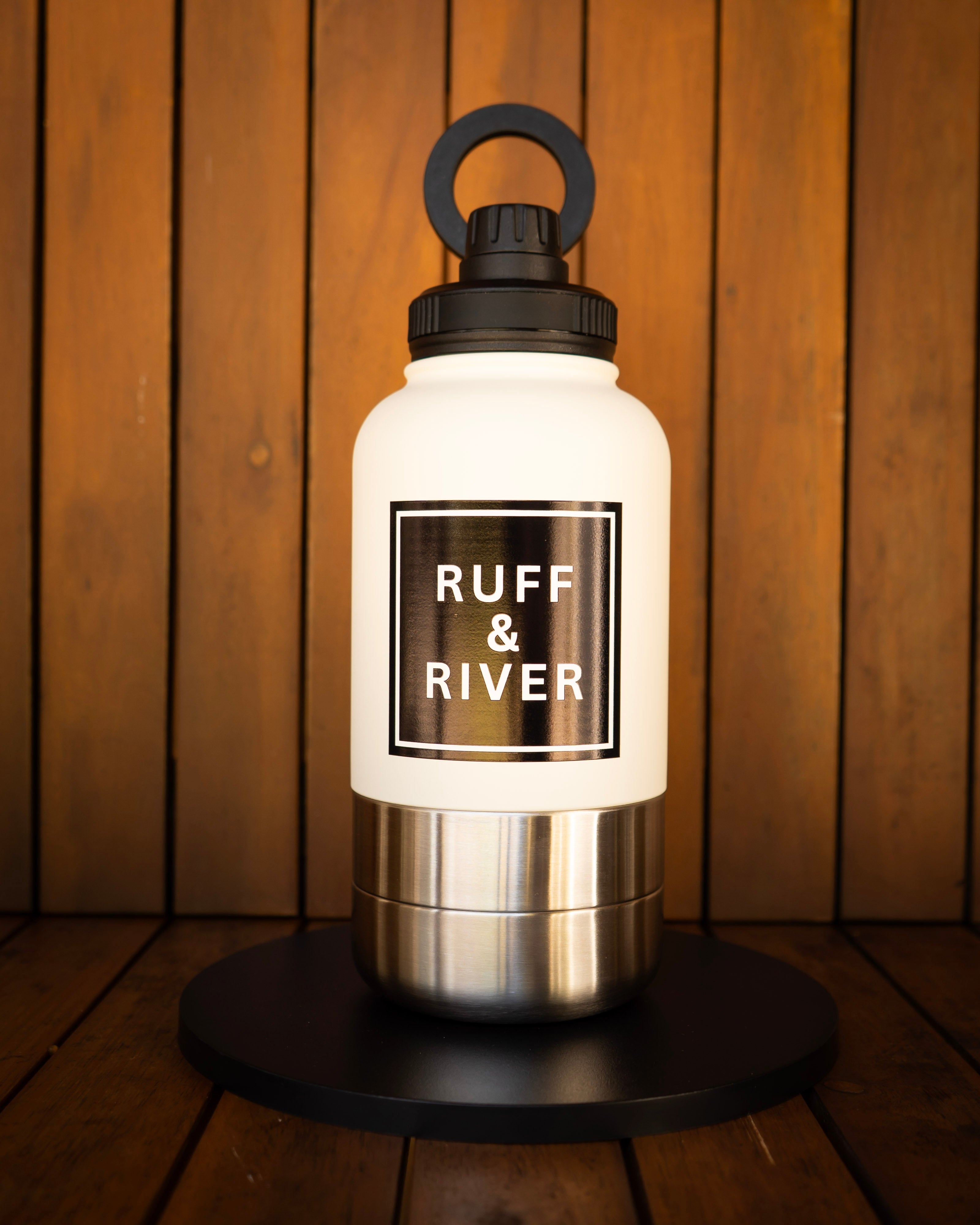 Lux Edition – Black & White 4-in-1 Hydration Bottle (Black Lid)