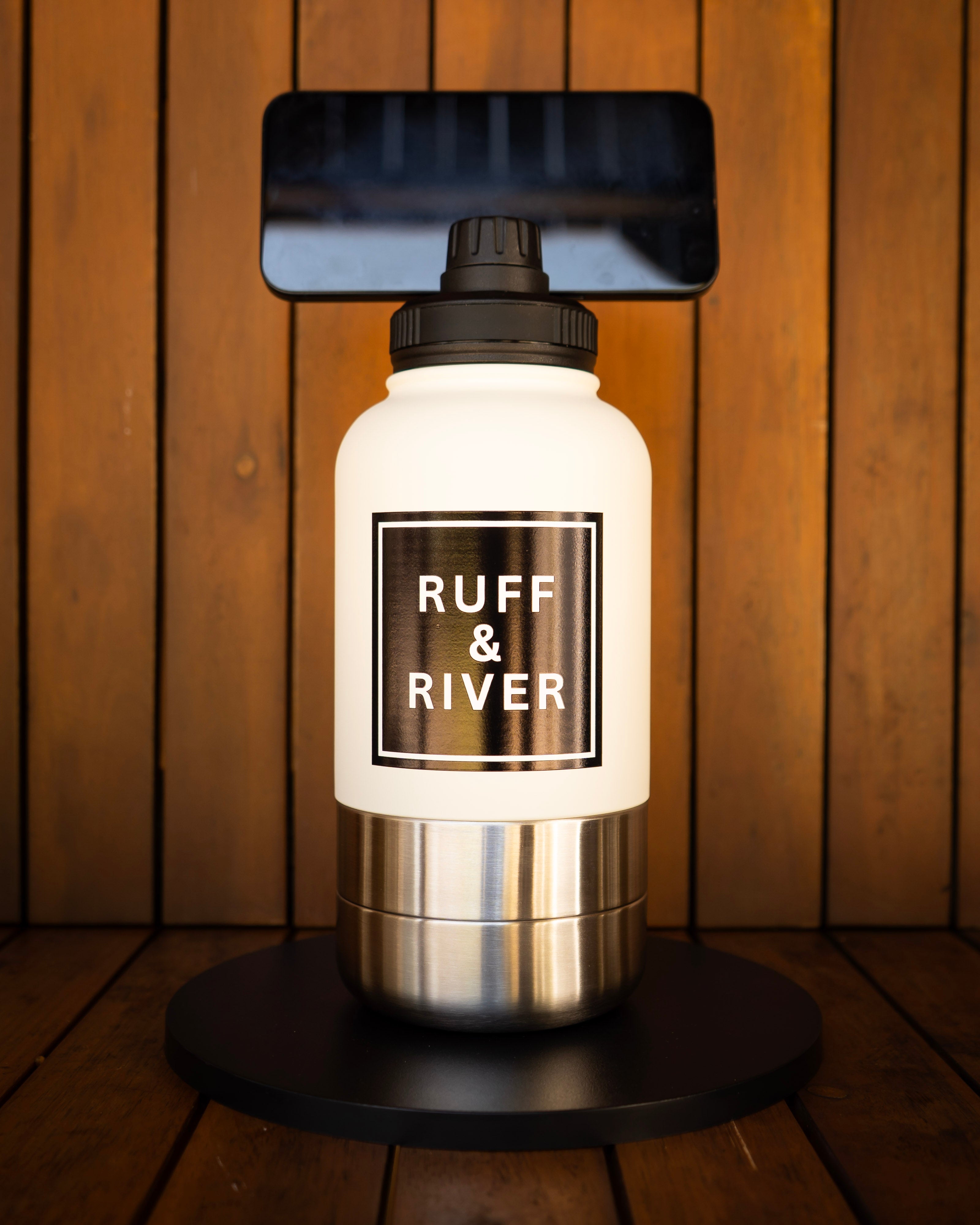 Lux Edition – Black & White 4-in-1 Hydration Bottle (Black Lid)